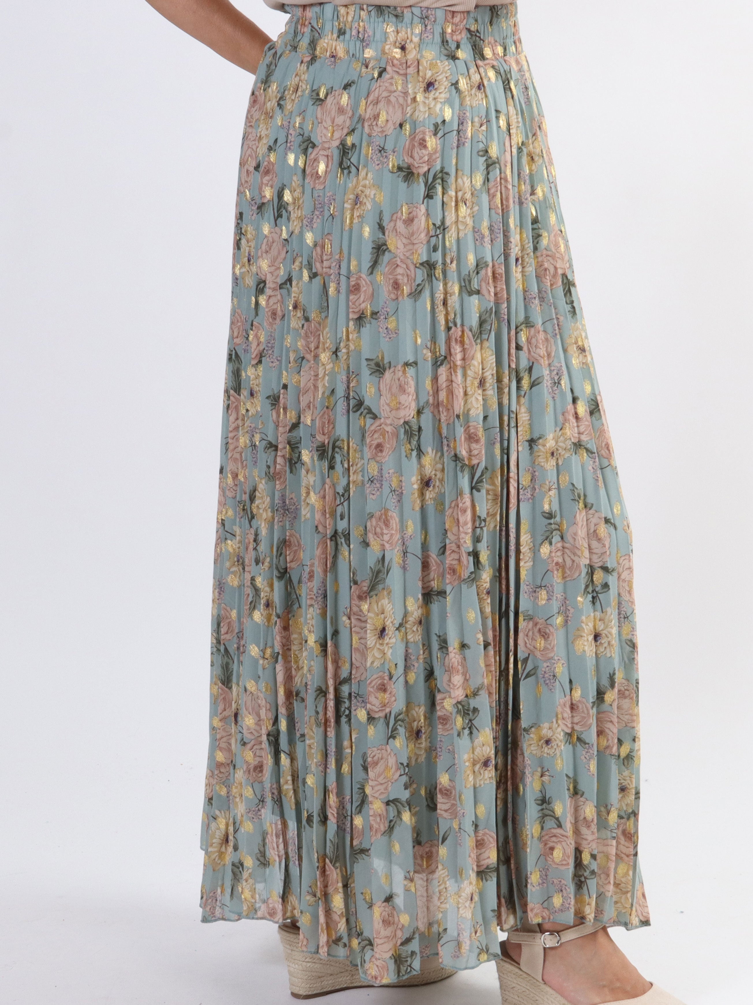 Josefine - Sød plisseret nederdel med blomsterprint